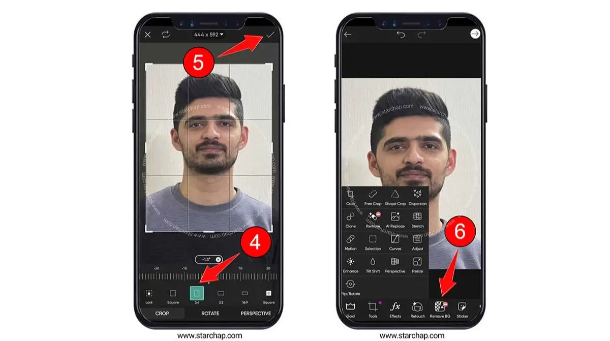 مرحله دوم گرفتن عکس پرسنلی با گوشی